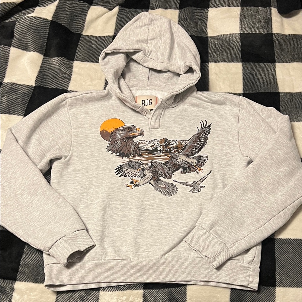 BDG Gray Hoodie with Eagle Graphic Size Small